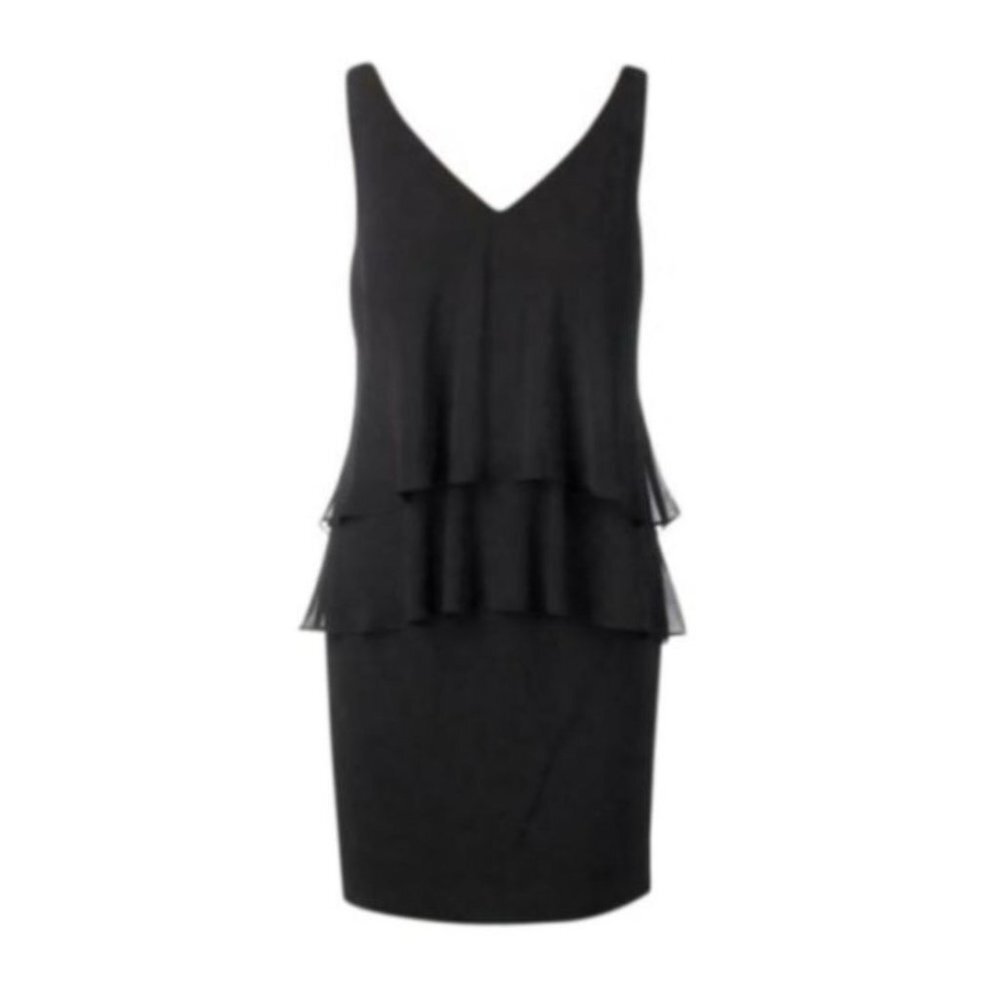 Ralph Lauren Size 6 Black Ruffle Party Cocktail Dress NWT Glam Feminine‎ classic